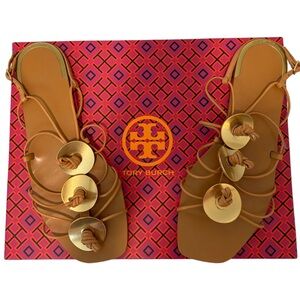Tory Burch Artisanal Knot Sandal Tripon Cristal-Baby in Elba Camello